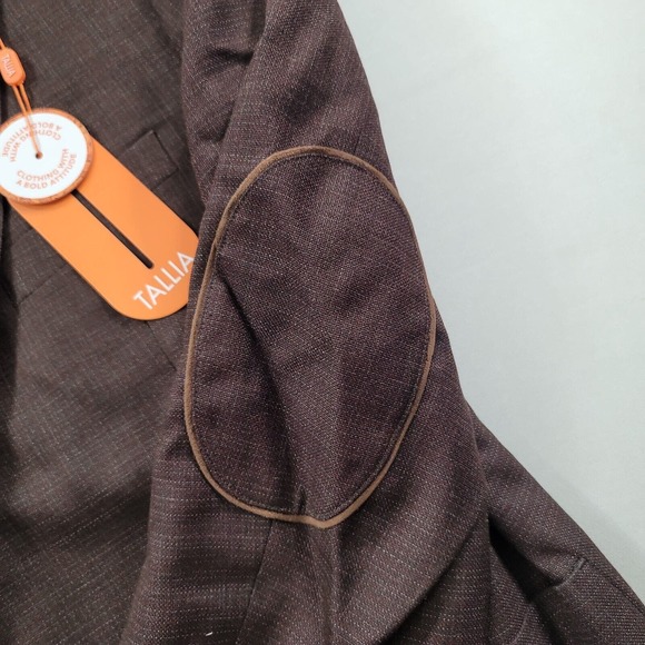 Tallia‎ Slim-Fit Brown Mix Sport Coat Mens 48R 48 Valmonte Elbow Patches - Picture 8 of 8